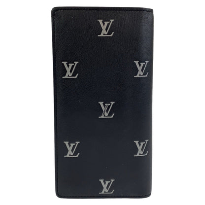 Louis Vuitton Long Wallet Purse M83190 Leather Black Silver Metal Brazon Portefeuille Braza