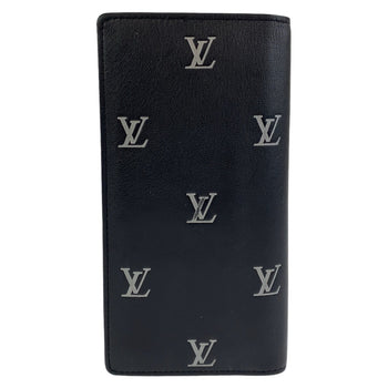 Louis Vuitton Long Wallet Purse M83190 Leather Black Silver Metal Brazon Portefeuille Braza