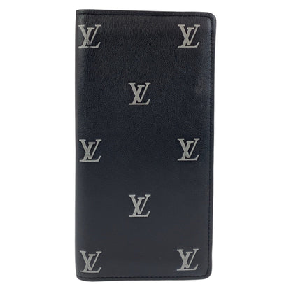 Louis Vuitton Long Wallet Purse M83190 Leather Black Silver Metal Brazon Portefeuille Braza