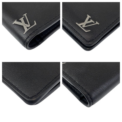 Louis Vuitton Long Wallet Purse M83190 Leather Black Silver Metal Brazon Portefeuille Braza