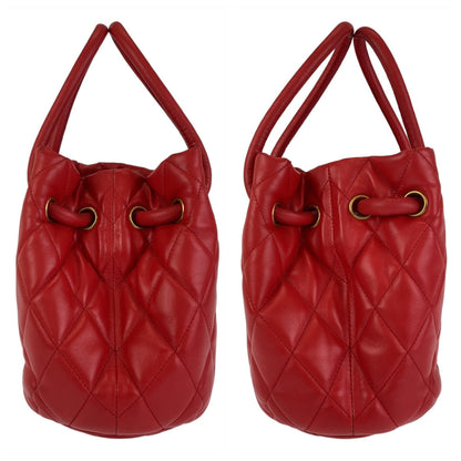 Balenciaga Shoulder Bag 600327 Leather Red Gold Metal Bbucket Bag