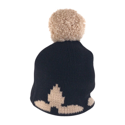 Louis Vuitton Knit Cap M70840 Wool Black Black Beige Bonnet Morning Rum Free Size
