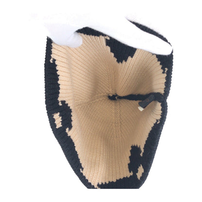 Louis Vuitton Knit Cap M70840 Wool Black Black Beige Bonnet Morning Rum Free Size
