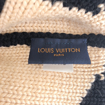 Louis Vuitton Knit Cap M70840 Wool Black Black Beige Bonnet Morning Rum Free Size