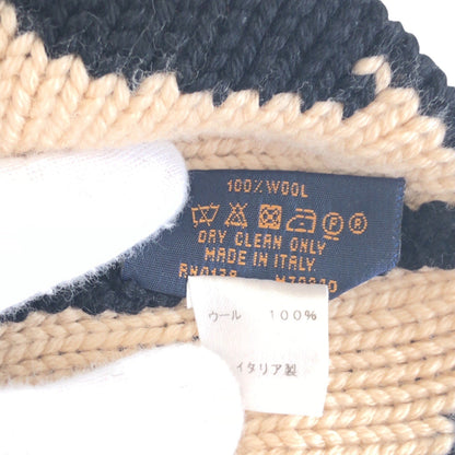 Louis Vuitton Knit Cap M70840 Wool Black Black Beige Bonnet Morning Rum Free Size