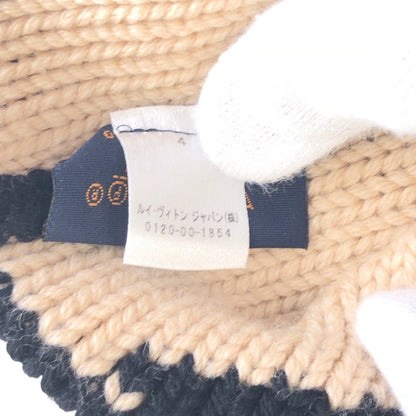Louis Vuitton Knit Cap M70840 Wool Black Black Beige Bonnet Morning Rum Free Size