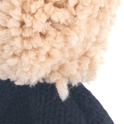 Louis Vuitton Knit Cap M70840 Wool Black Black Beige Bonnet Morning Rum Free Size