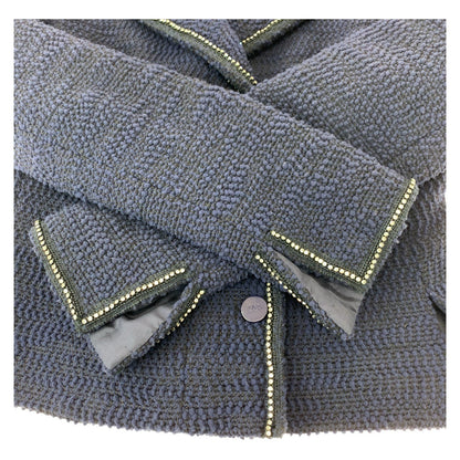 Chanel Setup Silk Navy Tweed Coco Mark Rhinestone 36