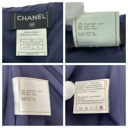 Chanel Setup Silk Navy Tweed Coco Mark Rhinestone 36