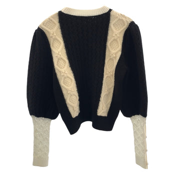 Chanel Knit P70976K10191 Wool Two-Tone (Black) Coco Mark 34