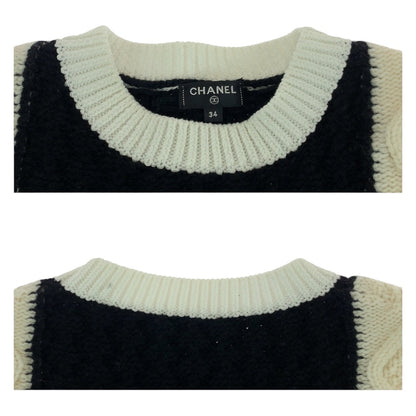 Chanel Knit P70976K10191 Wool Two-Tone (Black) Coco Mark 34
