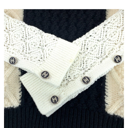 Chanel Knit P70976K10191 Wool Two-Tone (Black) Coco Mark 34