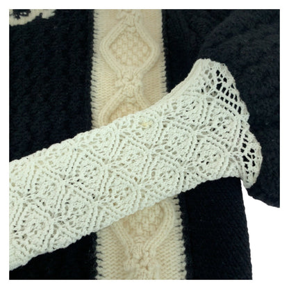 Chanel Knit P70976K10191 Wool Two-Tone (Black) Coco Mark 34