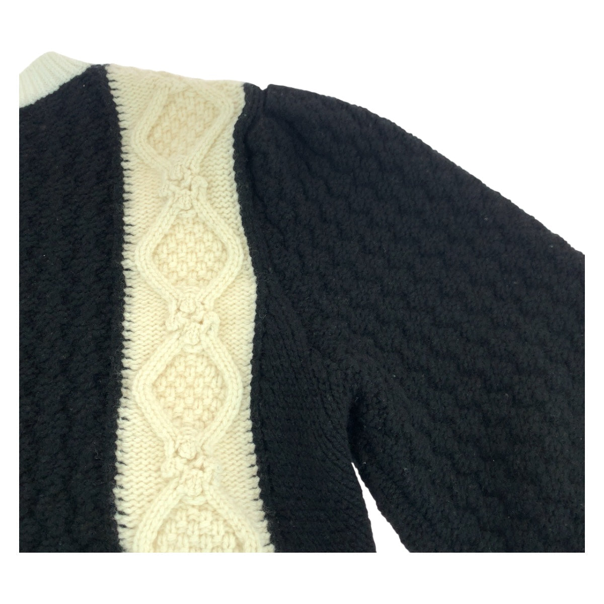 Chanel Knit P70976K10191 Wool Two-Tone (Black) Coco Mark 34