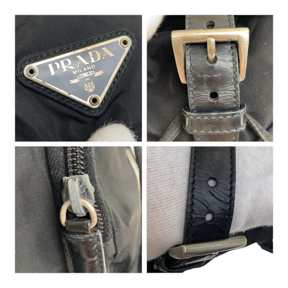 Prada Backpack Nylon Black Silvermetal Test Triangle With Logo