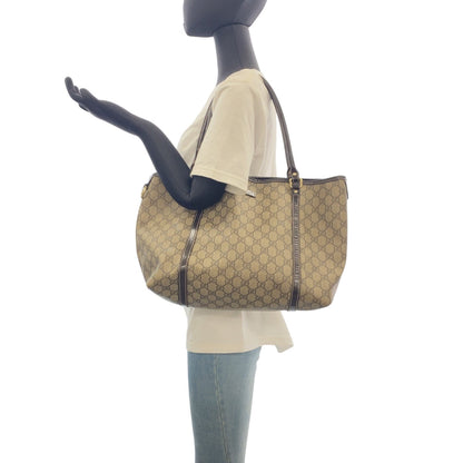 Gucci Tote Bag 197953 Gg Supreme Canvas Beige Brown Gold Metal