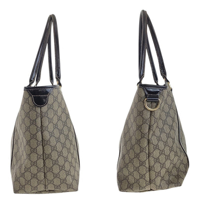 Gucci Tote Bag 197953 Gg Supreme Canvas Beige Brown Gold Metal
