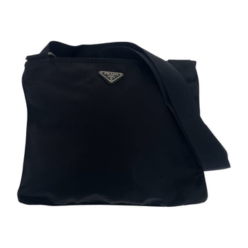 Prada Shoulder Bag Nylon Black Silvermetal Test Triangle With Logo