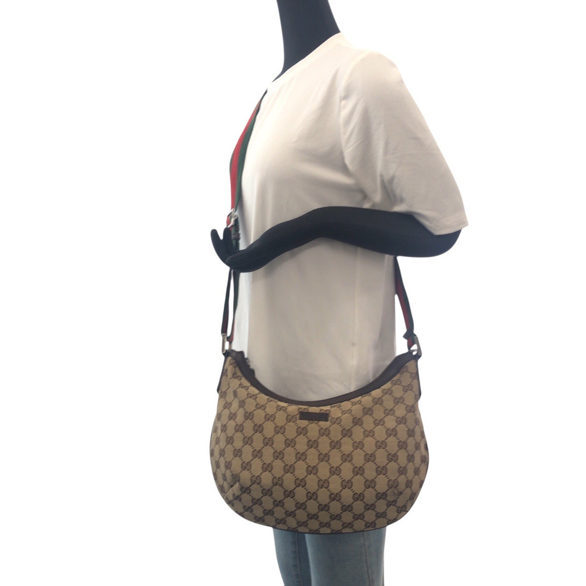 Gucci Shoulder Bag 181092 Gg Canvas Beige Brown Silvermetal Sherry Line