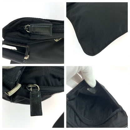 Prada Shoulder Bag Nylon Black Silvermetal Test Triangle With Logo