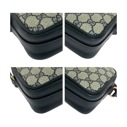 Gucci Shoulder Bag 001 067 1282 0 Gg Supreme Canvas Gray Navy Gold Metal