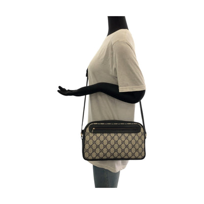 Gucci Shoulder Bag 001 067 1282 0 Gg Supreme Canvas Gray Navy Gold Metal