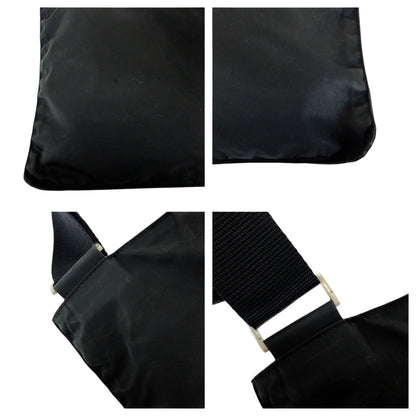 Prada Shoulder Bag Nylon Black Silvermetal Test Triangle With Logo