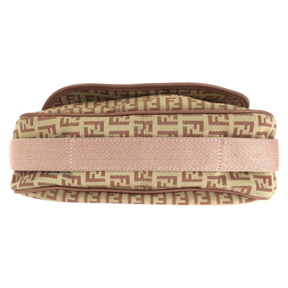 Fendi Shoulder Bag Canvas Beige Pink Silvermetal Zucchino