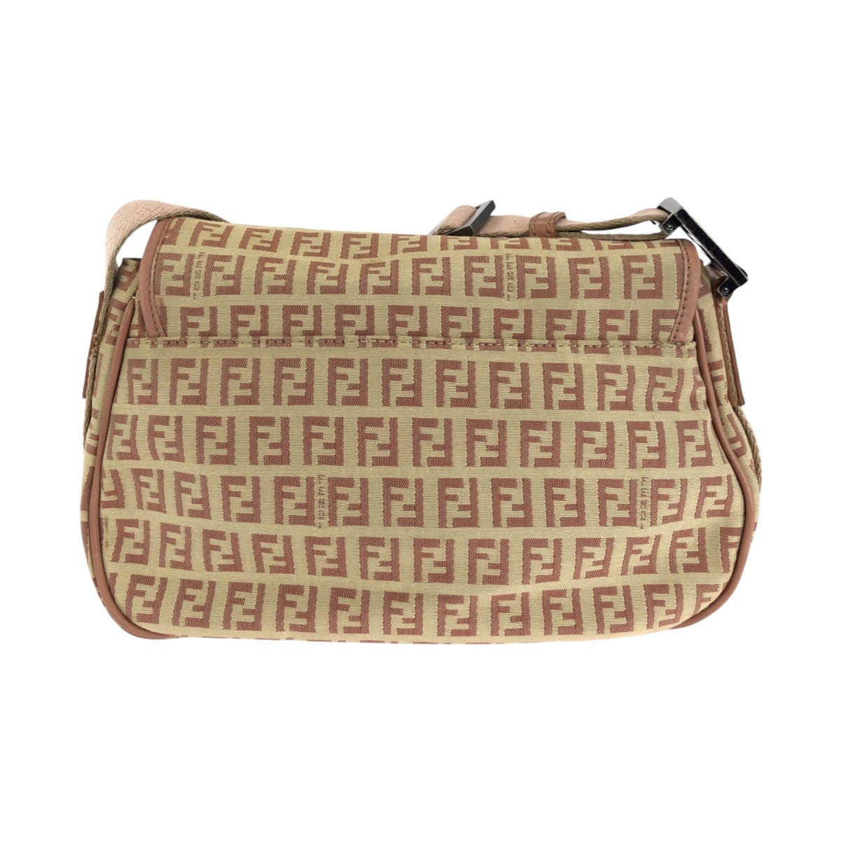 Fendi Shoulder Bag Canvas Beige Pink Silvermetal Zucchino