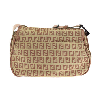 Fendi Shoulder Bag Canvas Beige Pink Silvermetal Zucchino