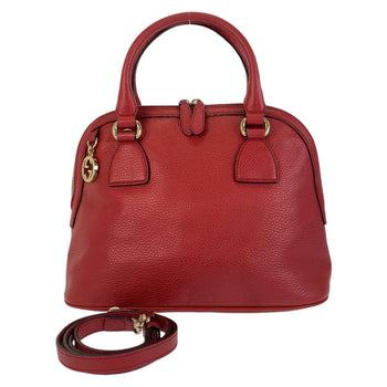 Gucci Handbag 449662 Leather Red Gold Metal Interlocking