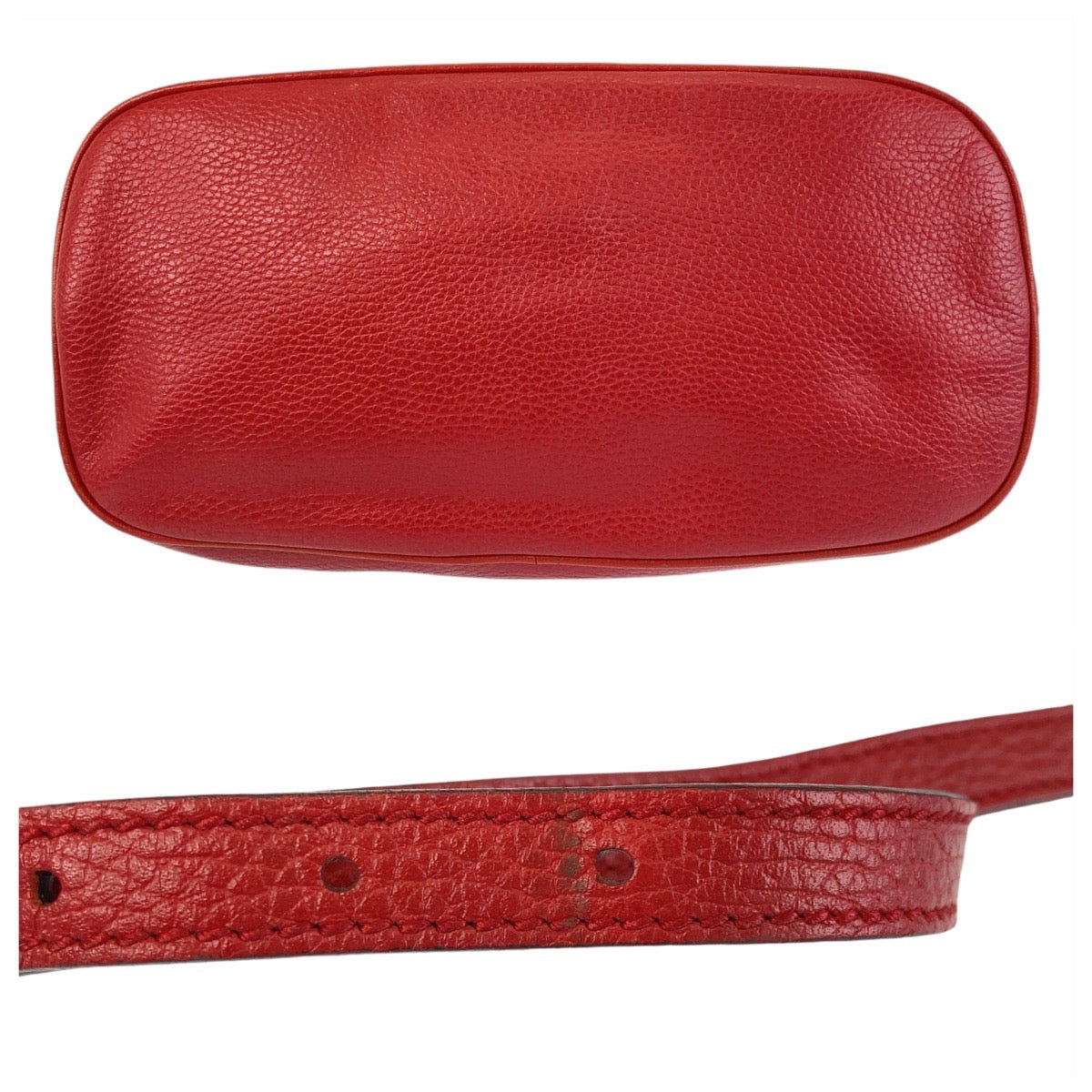 Gucci Handbag 449662 Leather Red Gold Metal Interlocking