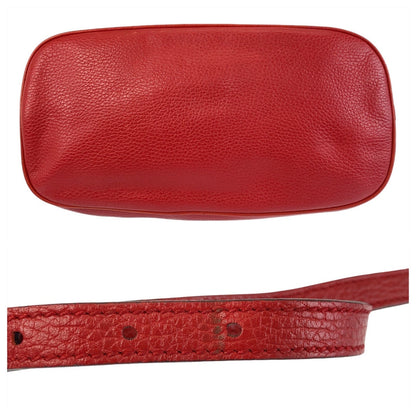 Gucci Handbag 449662 Leather Red Gold Metal Interlocking