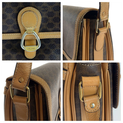 Celine Shoulder Bag Pvc Brown Gold Metal Macadam Pattern