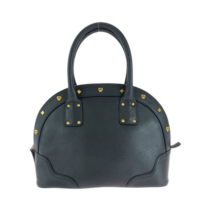 Mcm Handbag Leather Black Goldmetal Logo