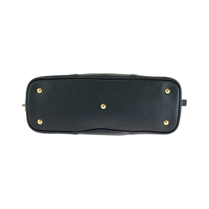 Mcm Handbag Leather Black Goldmetal Logo