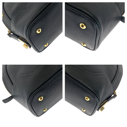 Mcm Handbag Leather Black Goldmetal Logo