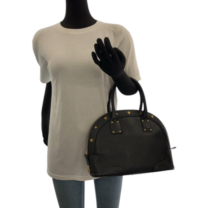 Mcm Handbag Leather Black Goldmetal Logo