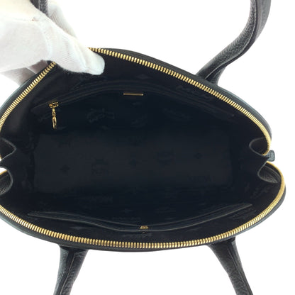 Mcm Handbag Leather Black Goldmetal Logo