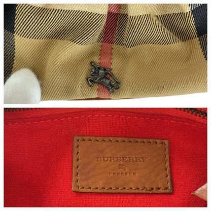 Burberry Shoulder Bag Canvas Brown Beige Gunmetal Metal Prorsum Check Pattern