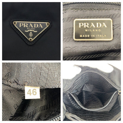 Prada Tote Bag Nylon Black Silvermetal Test Triangle With Logo