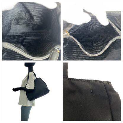 Prada Tote Bag Nylon Black Silvermetal Test Triangle With Logo