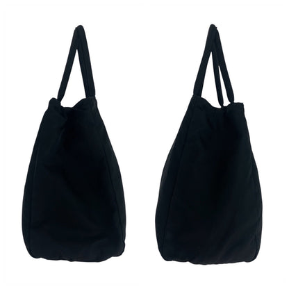 Prada Tote Bag Nylon Black Silvermetal Test Triangle With Logo