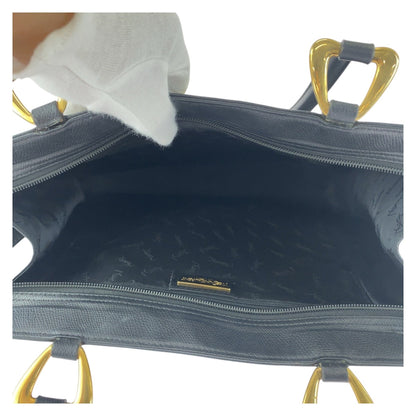 Yves Saint Laurent Tote Bag Leather Black Goldmetal