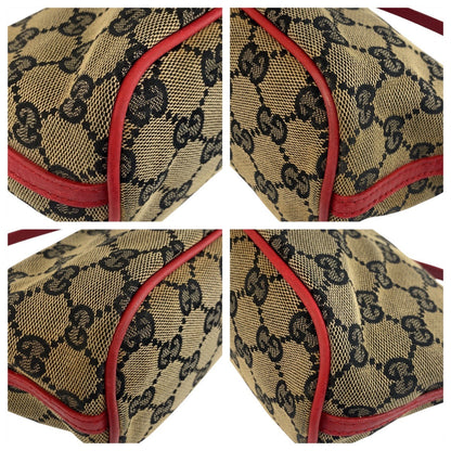 Gucci Handbag 039 1103 Gg Canvas Beige Red Gold Metal