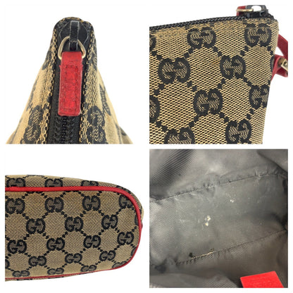 Gucci Handbag 039 1103 Gg Canvas Beige Red Gold Metal