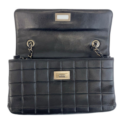 Chanel Shoulder Bag 6135*** Lambskin Black Silvermetal Chocolate Bar