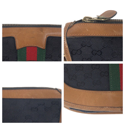 Gucci Shoulder Bag Gg Canvas Black Brown Gold Metal Old Gucci Shelly Line