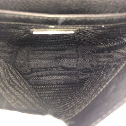 Prada Shoulder Bag Pvc Black Silver Metal Vittero Triangle With Logo
