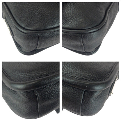 Prada Shoulder Bag Pvc Black Silver Metal Vittero Triangle With Logo